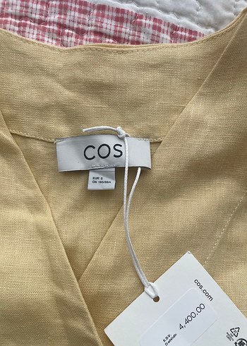 Cos sarı Düğmeli Uzun Kollu keten takım - Görsel 3