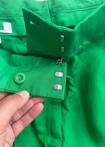 Cos Kadın keten Yeşil Pilili Pantolon - Görsel 4