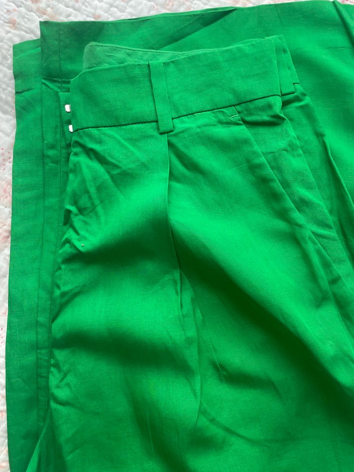 Cos Kadın keten Yeşil Pilili Pantolon - Görsel 5