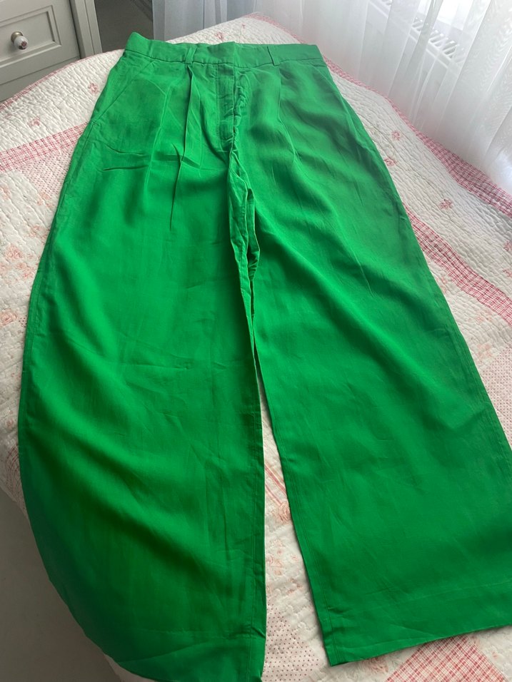 Cos Kadın keten Yeşil Pilili Pantolon - Görsel 2