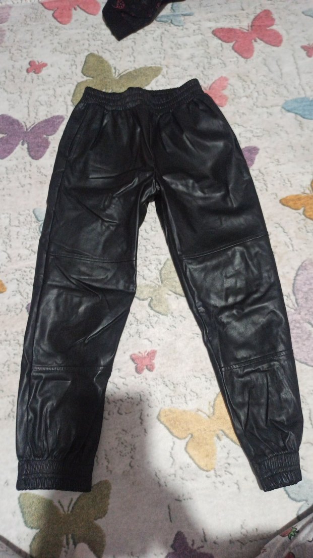 Siyah Deri Kız Pantolonu - Görsel 2