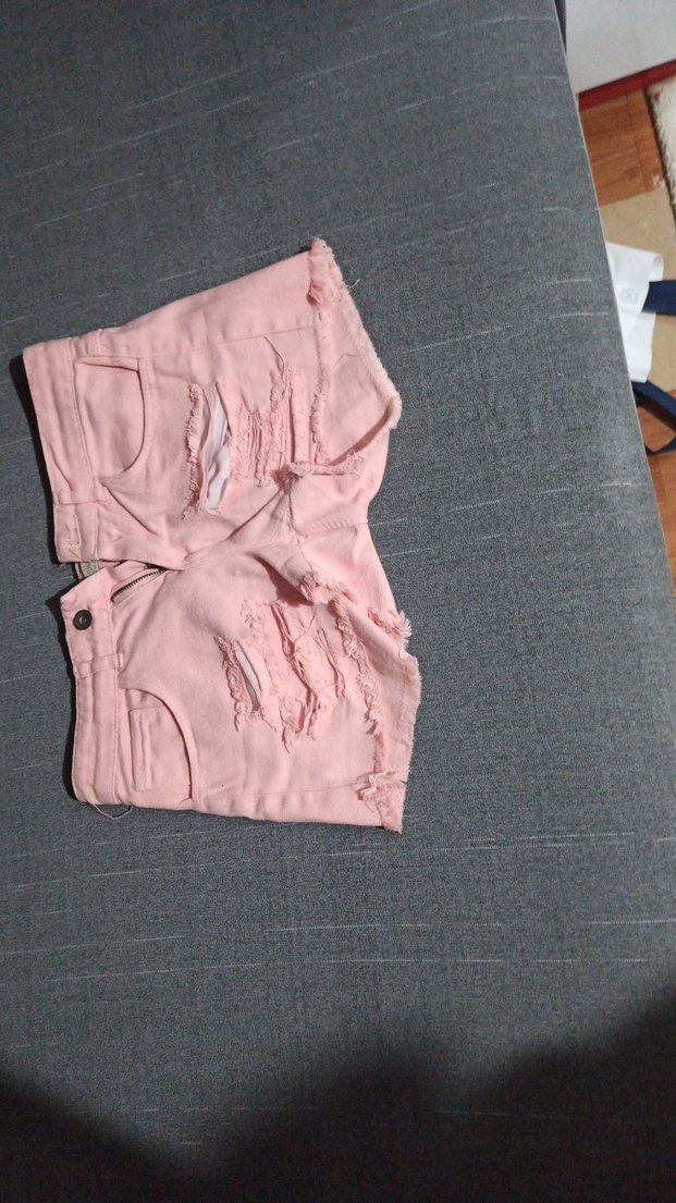 Düğmeli Pembe Mini Kız Şort - Görsel 2