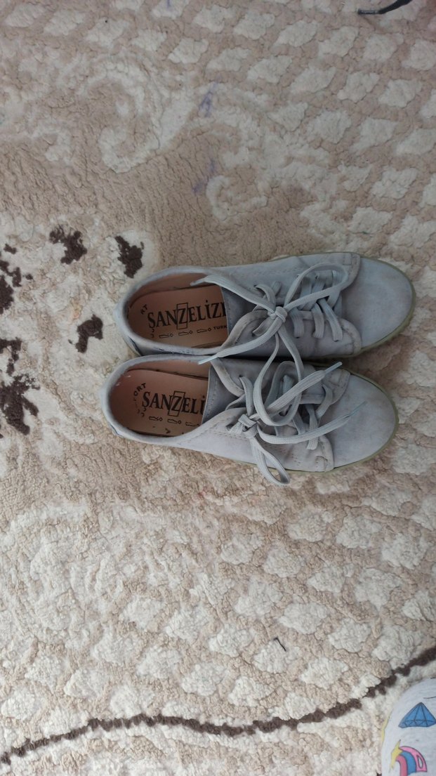 Gri Süet Kadın Spor Ayakkabı - Görsel 3