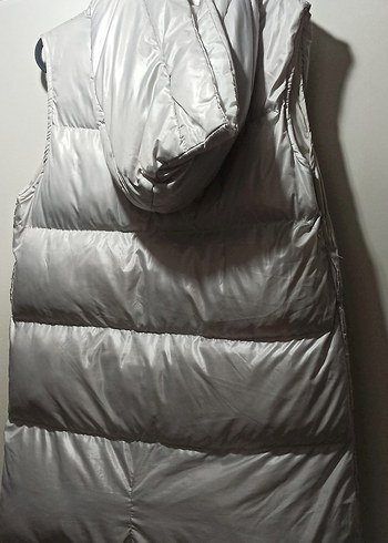 Gri Kapüşonlu Kadın Şişme Yelek - Görsel 2