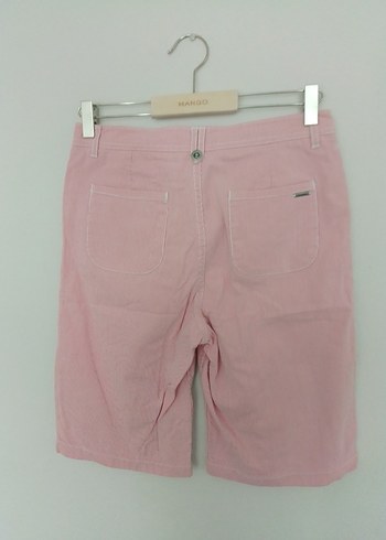 Pembe pamuklu Bermuda Şort - Görsel 4