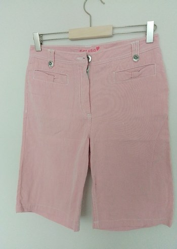 Pembe pamuklu Bermuda Şort - Görsel 3