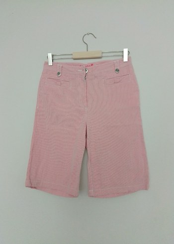 Pembe pamuklu Bermuda Şort - Görsel 2