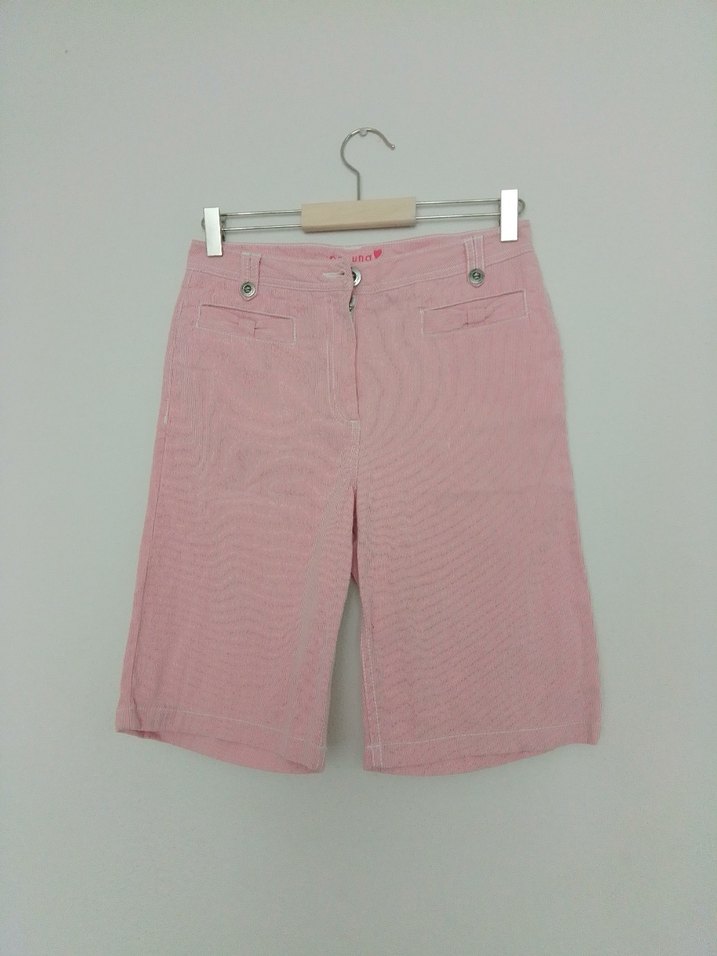 Pembe pamuklu Bermuda Şort - Görsel 2