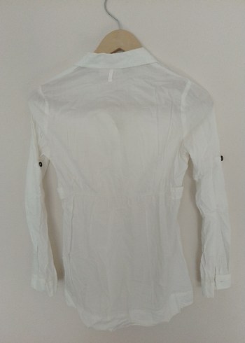 kız çocuk Beyaz Uzun Kollu Keten Gömlek - Görsel 4