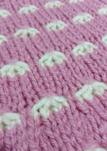 Pembe Örgü Kız çocuğu Panço, kazak - Görsel 4