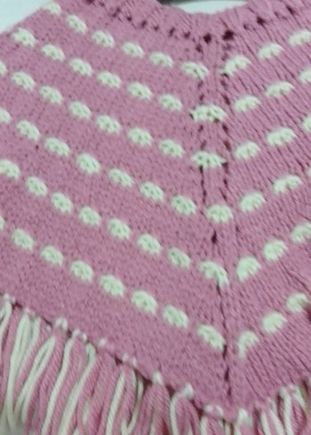 Pembe Örgü Kız çocuğu Panço, kazak - Görsel 5