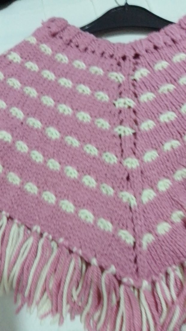 Pembe Örgü Kız çocuğu Panço, kazak - Görsel 5