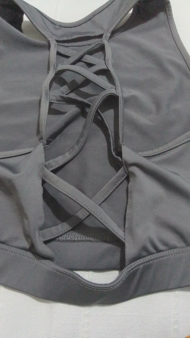 Gri Sırt Detaylı Spor Sütyeni, kadın spor giyim - Görsel 4