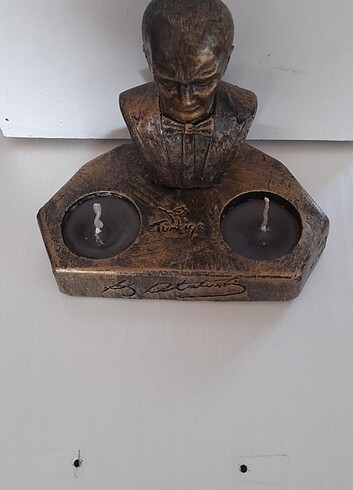 Beden altın Renk Atatürk biblo mum