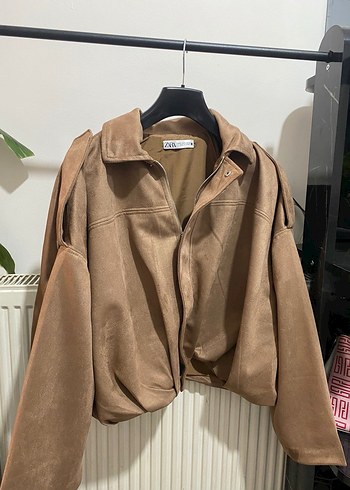 Zara Süet Bomber Ceket - Görsel 6