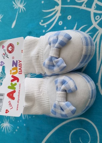 Mavi Fiyonklu Erkek Bebek Patik