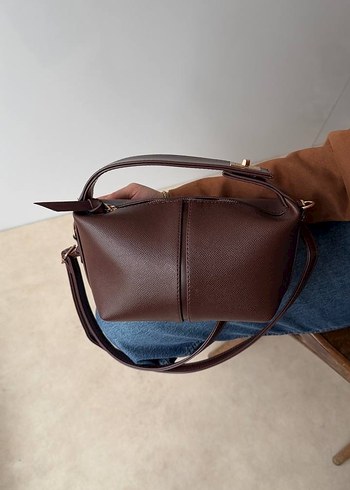 Kahverengi Deri Tokalı Kadın Çanta - Görsel 2