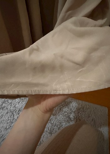 Bej Uzun Kollu Piliseli Uzun Elbise - Görsel 3