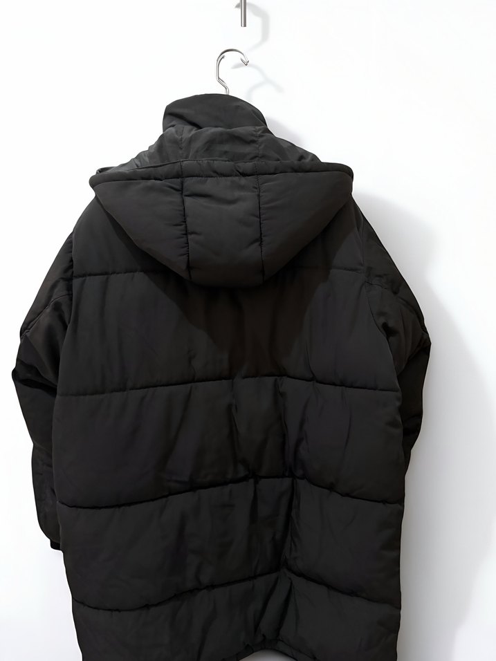 Siyah  Kadın Kışlık Midi Mont - Görsel 2