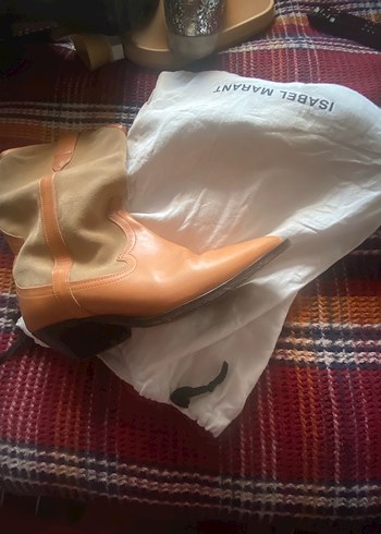Bej Süet Kadın Kemerli Dolgu Topuklu Bot isabel marant