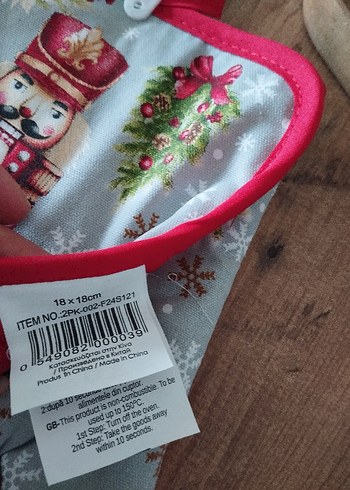 Beden gri Renk Nakışlı Gri Fırın Eldiveni ve Tutacak