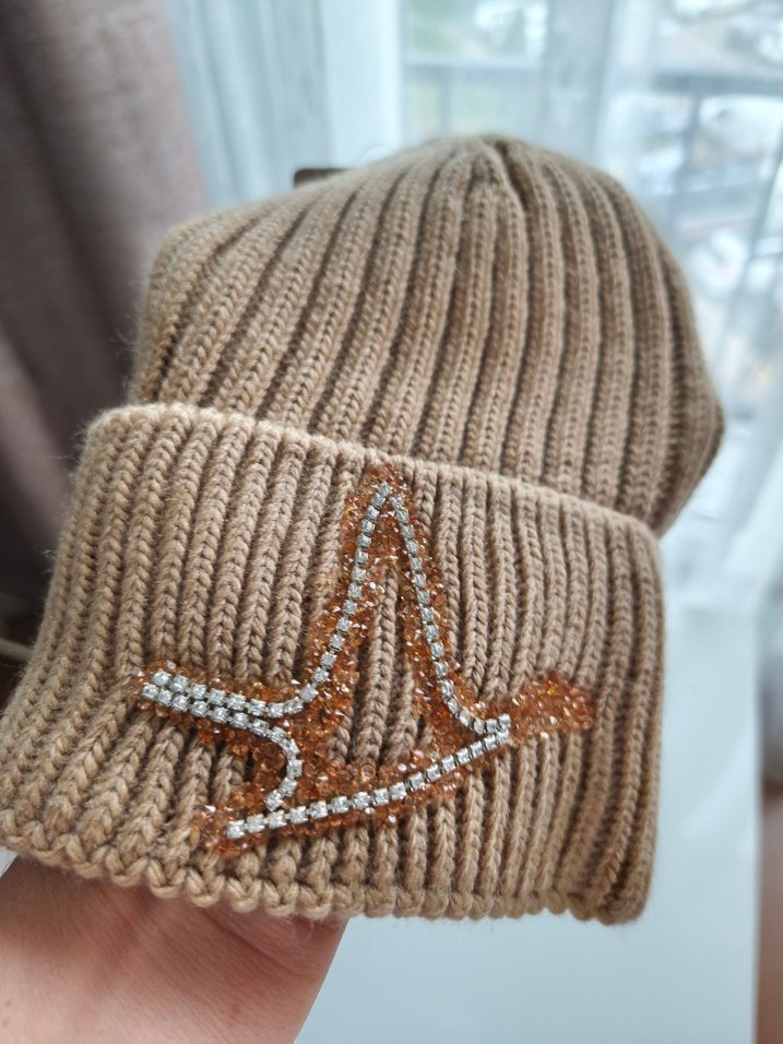 Bej Parlak Örgü Kadın Bere - Görsel 3