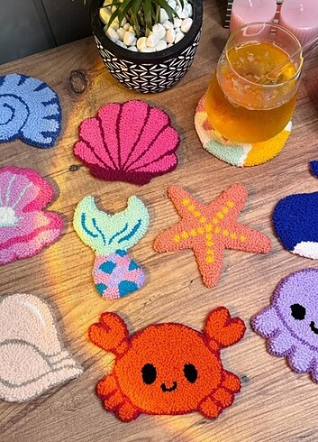 Mug Rug Punch Needle Bardak Altlığı Özel Tasarım