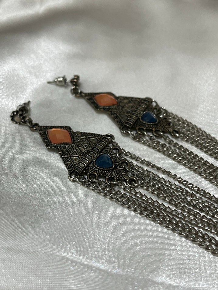 Bohem Zincir Detaylı Uzun Küpe - Görsel 3