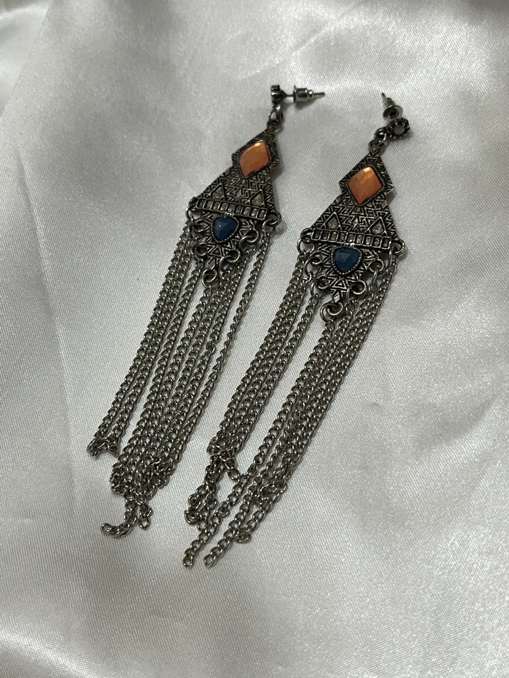 Bohem Zincir Detaylı Uzun Küpe - Görsel 2