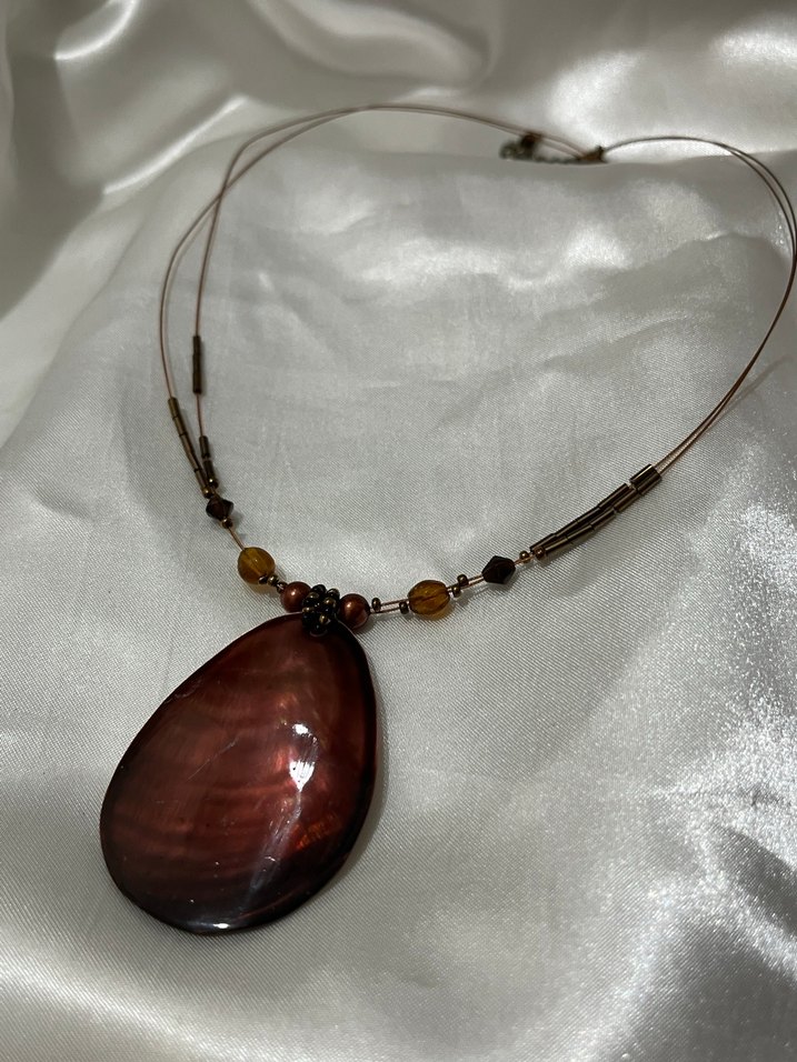 Bohem Tarzda Kahverengi Boncuklu Midi Kolye - Görsel 3