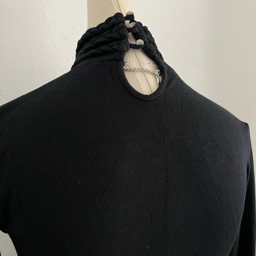 Goth Siyah Yüksek Yakalı Triko Kazak - Görsel 5