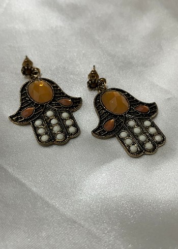 Bohem Kısa Boncuklu Kahverengi Küpe - Görsel 2