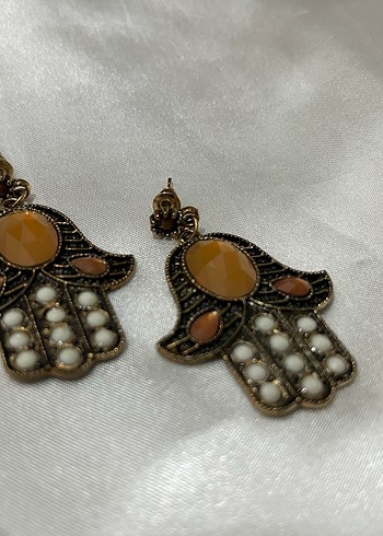 Bohem Kısa Boncuklu Kahverengi Küpe - Görsel 3