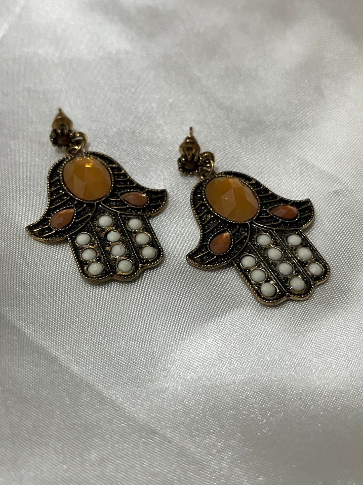 Bohem Kısa Boncuklu Kahverengi Küpe - Görsel 2