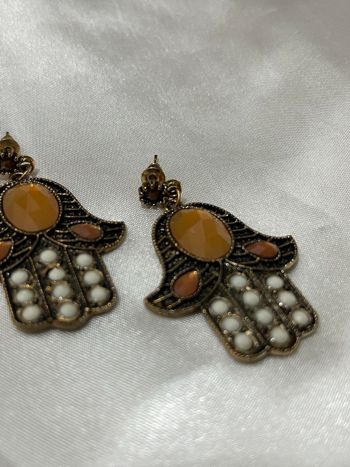 Bohem Kısa Boncuklu Kahverengi Küpe - Görsel 3