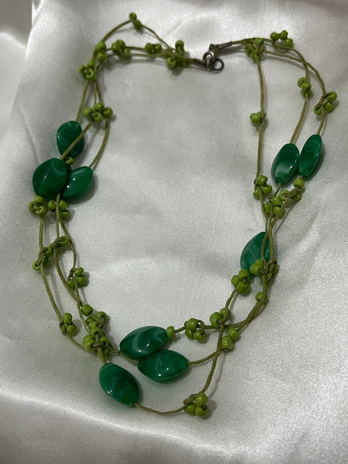 Uzun Yeşil Boncuklu Bohem Kadın Kolye - Görsel 2