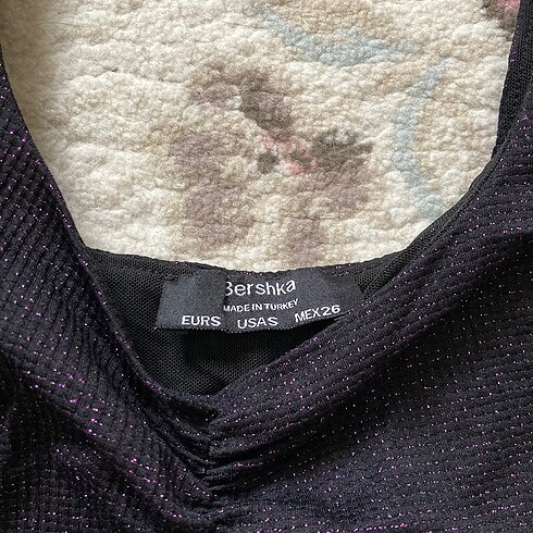 s Beden Bershka mor simli party crop üst
