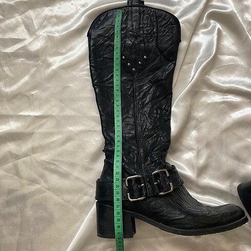 36 Beden siyah Renk Vintage deri kovboy tarz çizme