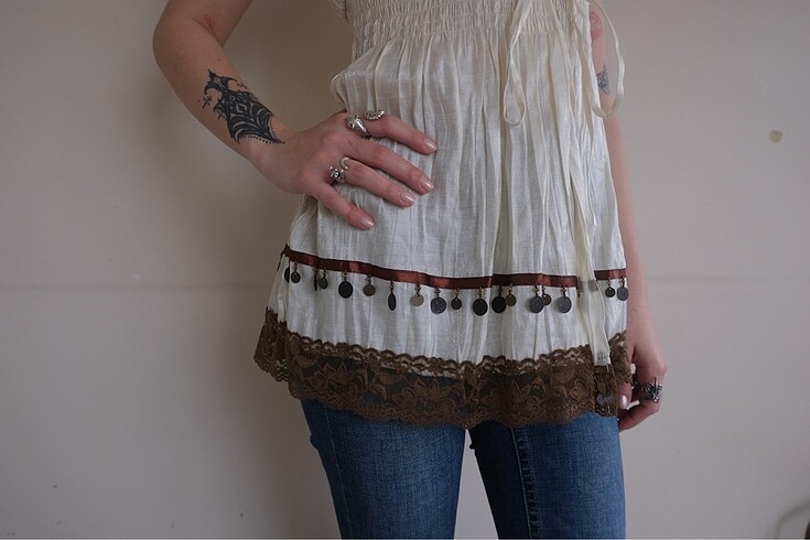 American Retro bohem vintage şık bluz