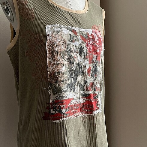 m Beden vintage grunge y2k baskılı kolsuz bluz