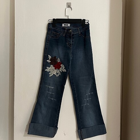 Vintage bohem Çiçek işlemeli pantolon