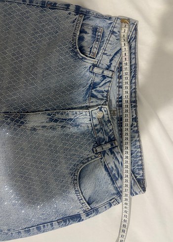 Diğer Tasli Acik Mavi Denim Mini Jean