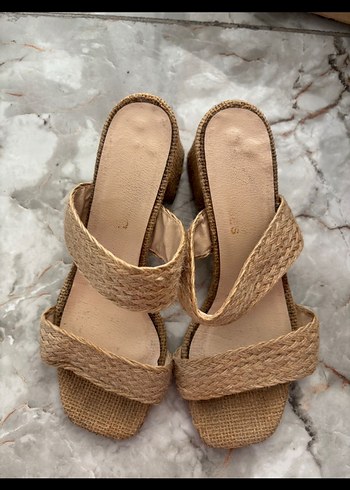 Bej Bohem Tarz Kadın Dolgu Topuk Terlik - Görsel 2