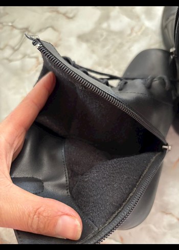 Siyah Bağcıklı Topuklu Kadın Bot - Görsel 5