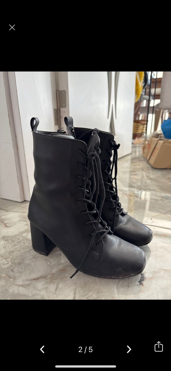 Siyah Bağcıklı Topuklu Kadın Bot - Görsel 2