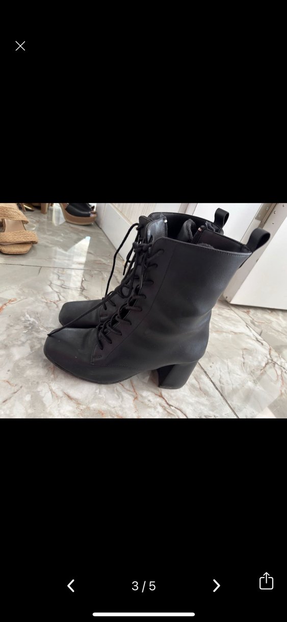 Siyah Bağcıklı Topuklu Kadın Bot - Görsel 3