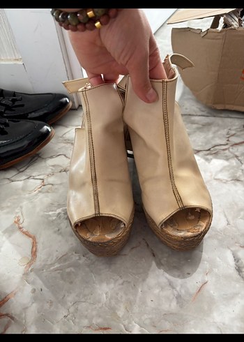 Bej Kadın Topuklu Sandalet - Görsel 2