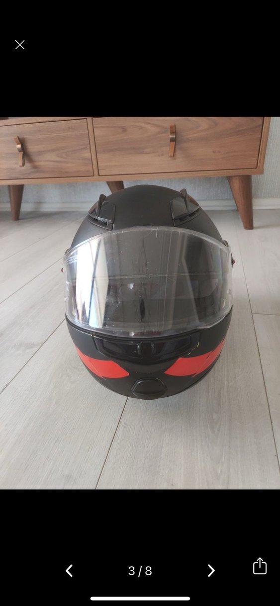 Siyah Biker Motosiklet Kaskı Monster Desenli - Görsel 3