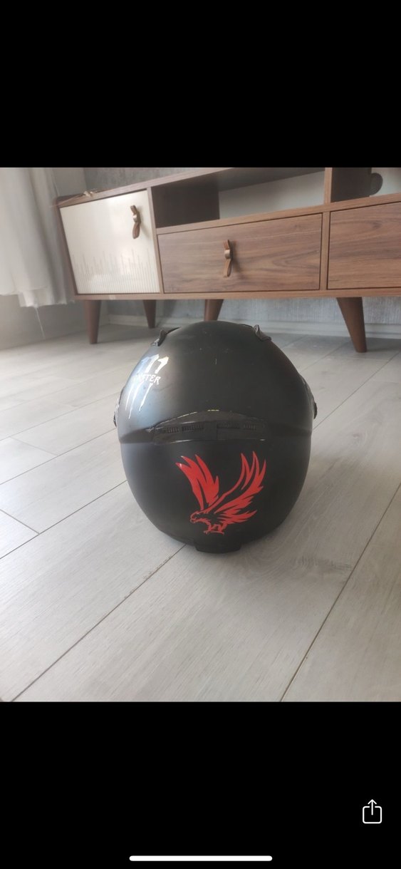 Siyah Biker Motosiklet Kaskı Monster Desenli - Görsel 4