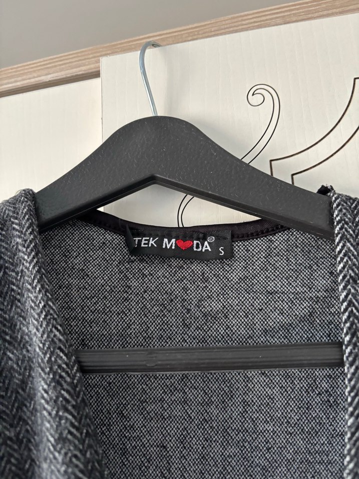 Kadın Gri Uzun Yelek - Görsel 3